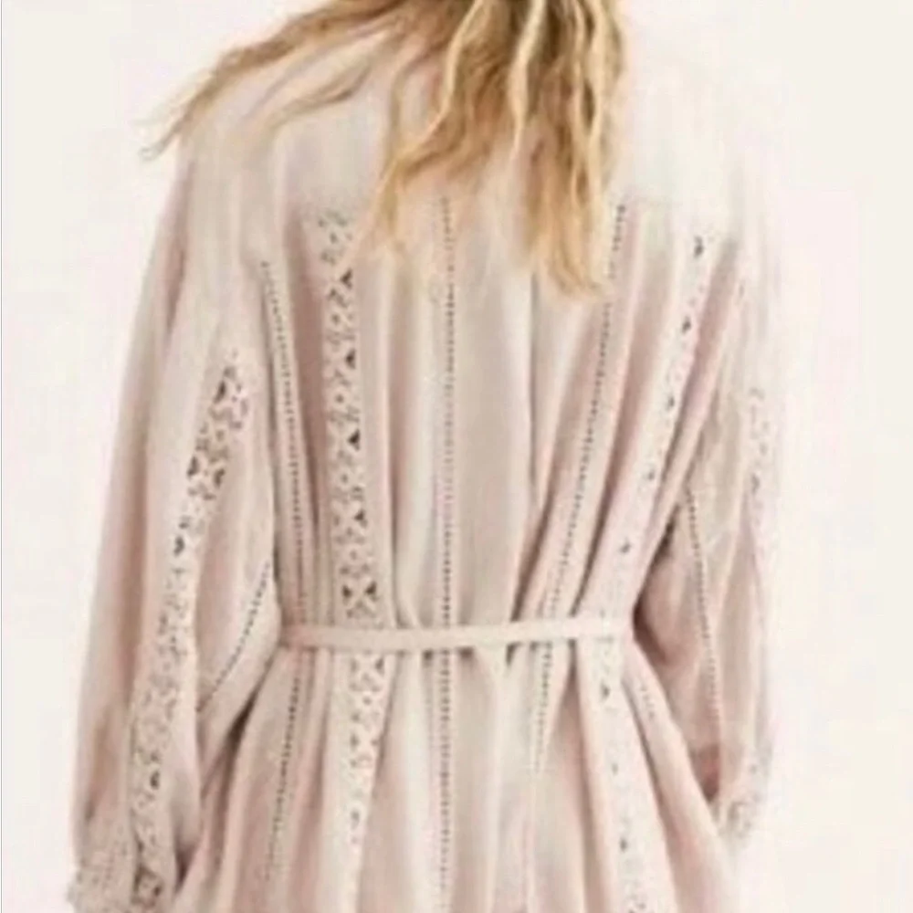 Free people floral pink romper embroidery tie NWT medium - Picture 2 of 8
